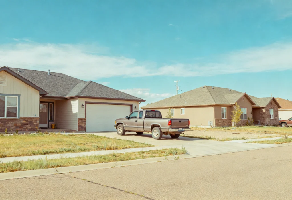 Wide shot of a Cheyenne, Wyoming residential neighborhood